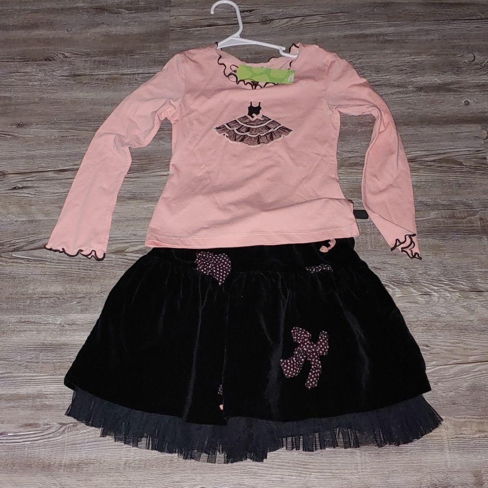 Sophie Catalou   pink and black skirt set  Sz 7/8 NWT